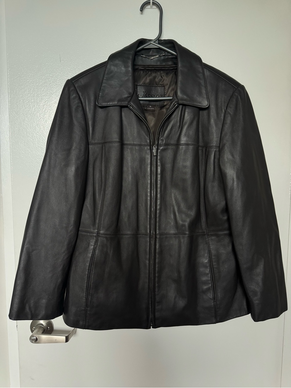 Jessica Dark Brown Leather Zip-Front Jacket